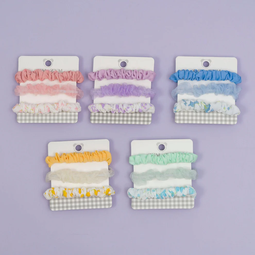 Pastel Ruffle Mini Scrunchie Set