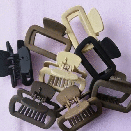 Matte Neutral Rectangle Hair Claw Clips