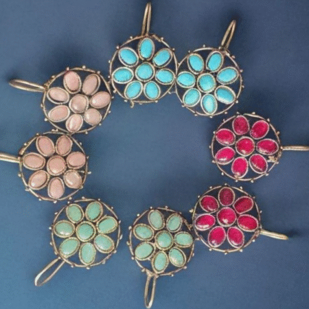 Antique Floral Ruby-Tone Dangler Earrings