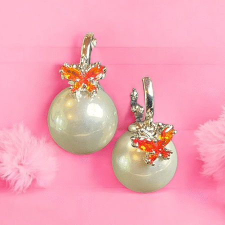 Korean Style Radiant Ember Firefly Butterfly Orb Earrings