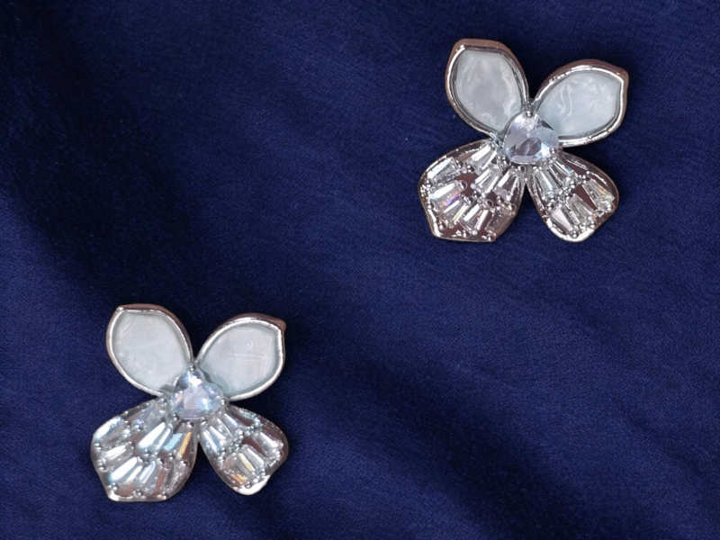 Floral Crystal Stud Earrings - Image 3