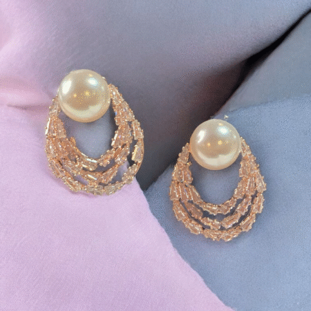 Radiant Pearl and Triple layer Crystal Rhinestone Garland Earrings