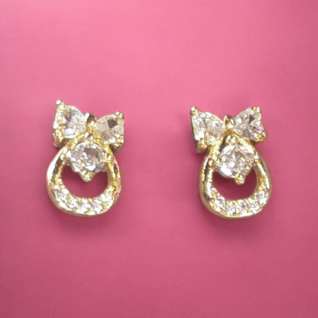 Radiant Dazzling Bowknot & Crystal Loop Stud Earrings