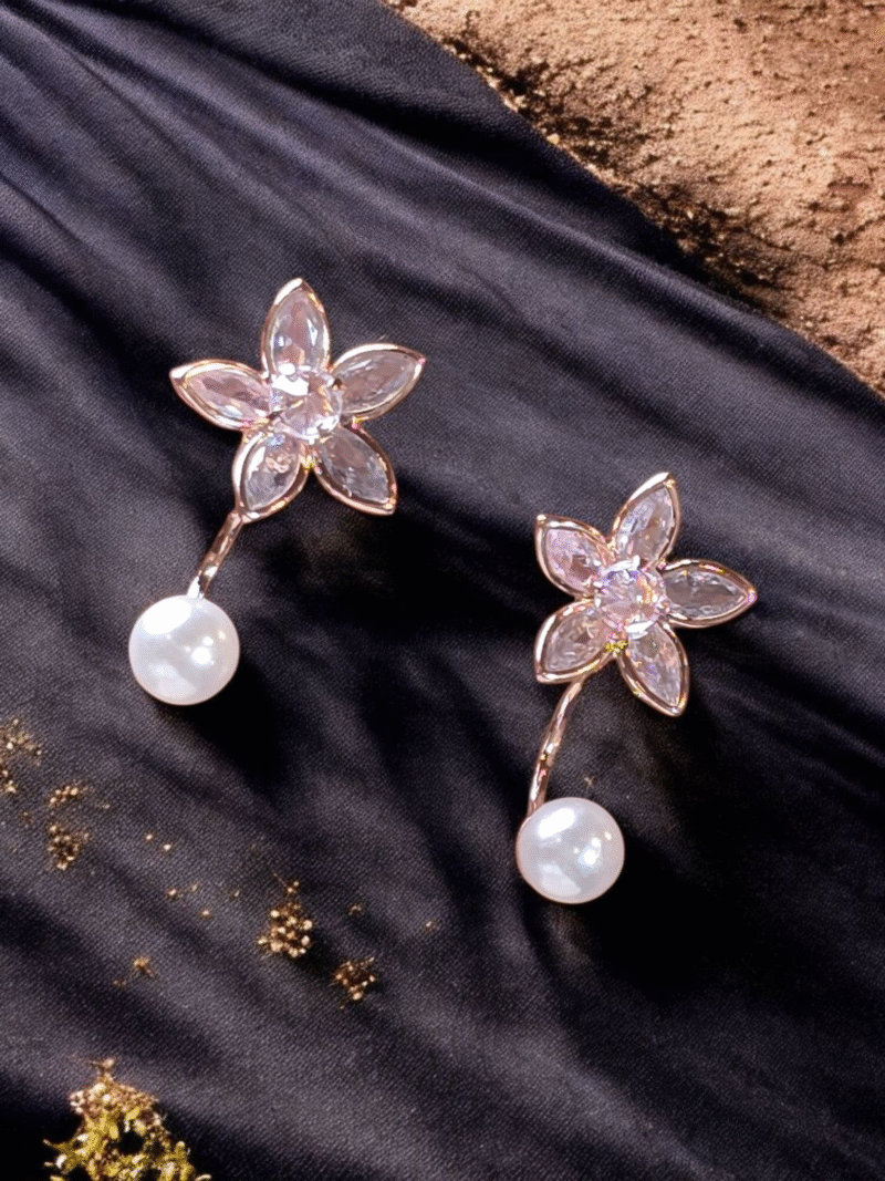 Icy Crystal Petal Floret with Dangling Pearl Arc - Image 5