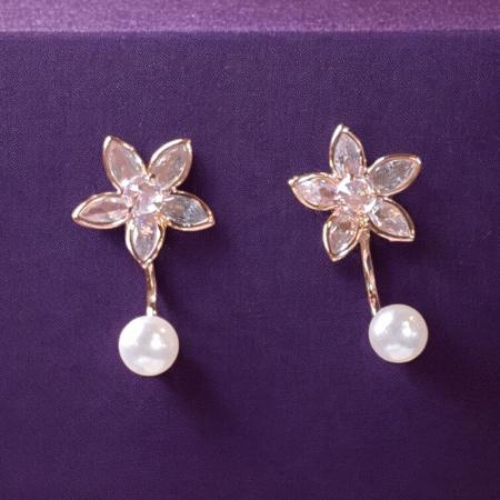 Icy Crystal Petal Floret with Dangling Pearl Arc