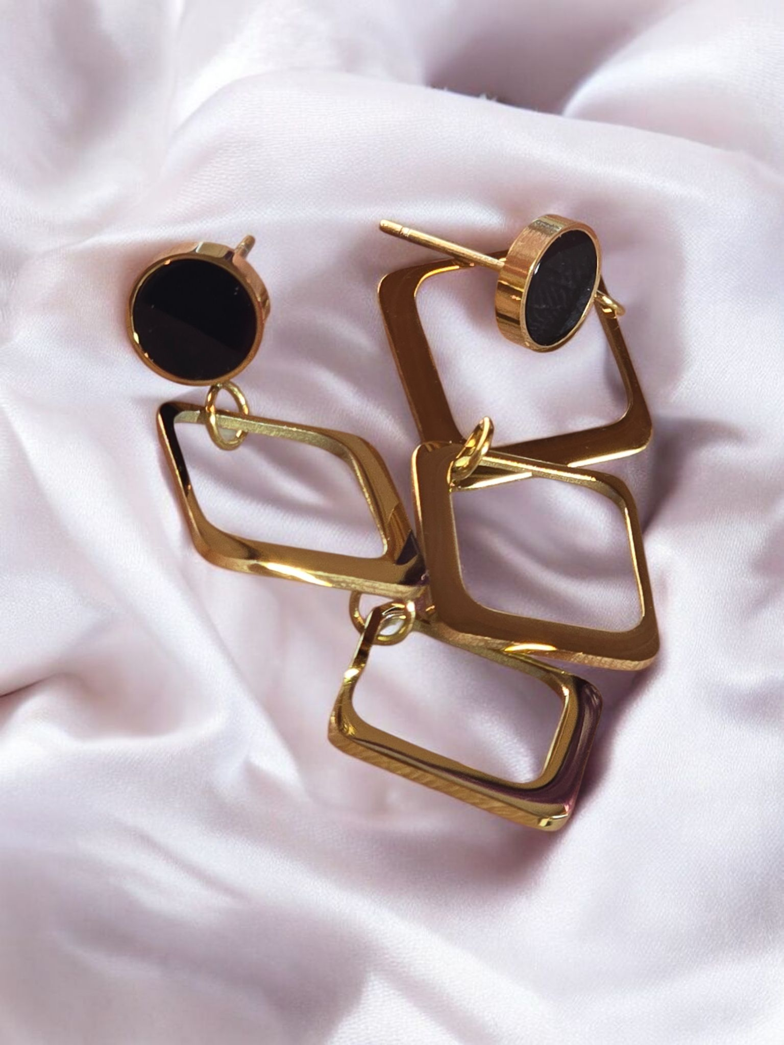 Golden Rhythms Geometric Drop Earrings - Image 5