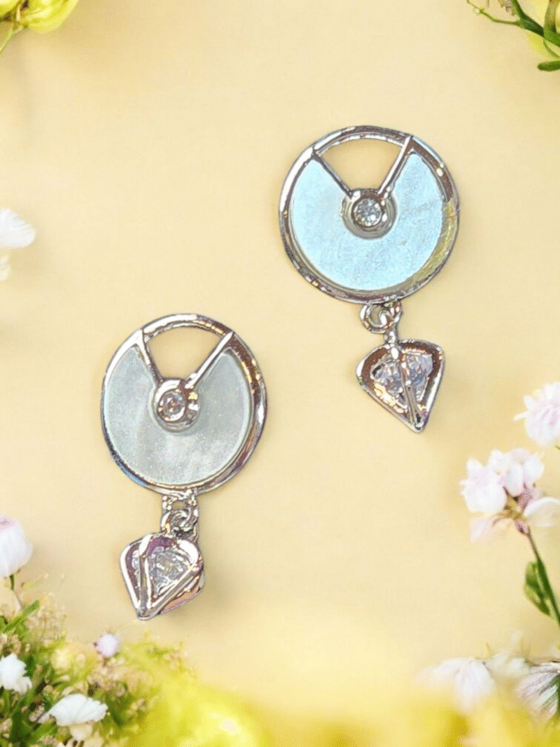 Lunar Gleam Heart-Drop Earrings – Moonlit Elegance with Crystal Charm - Image 3