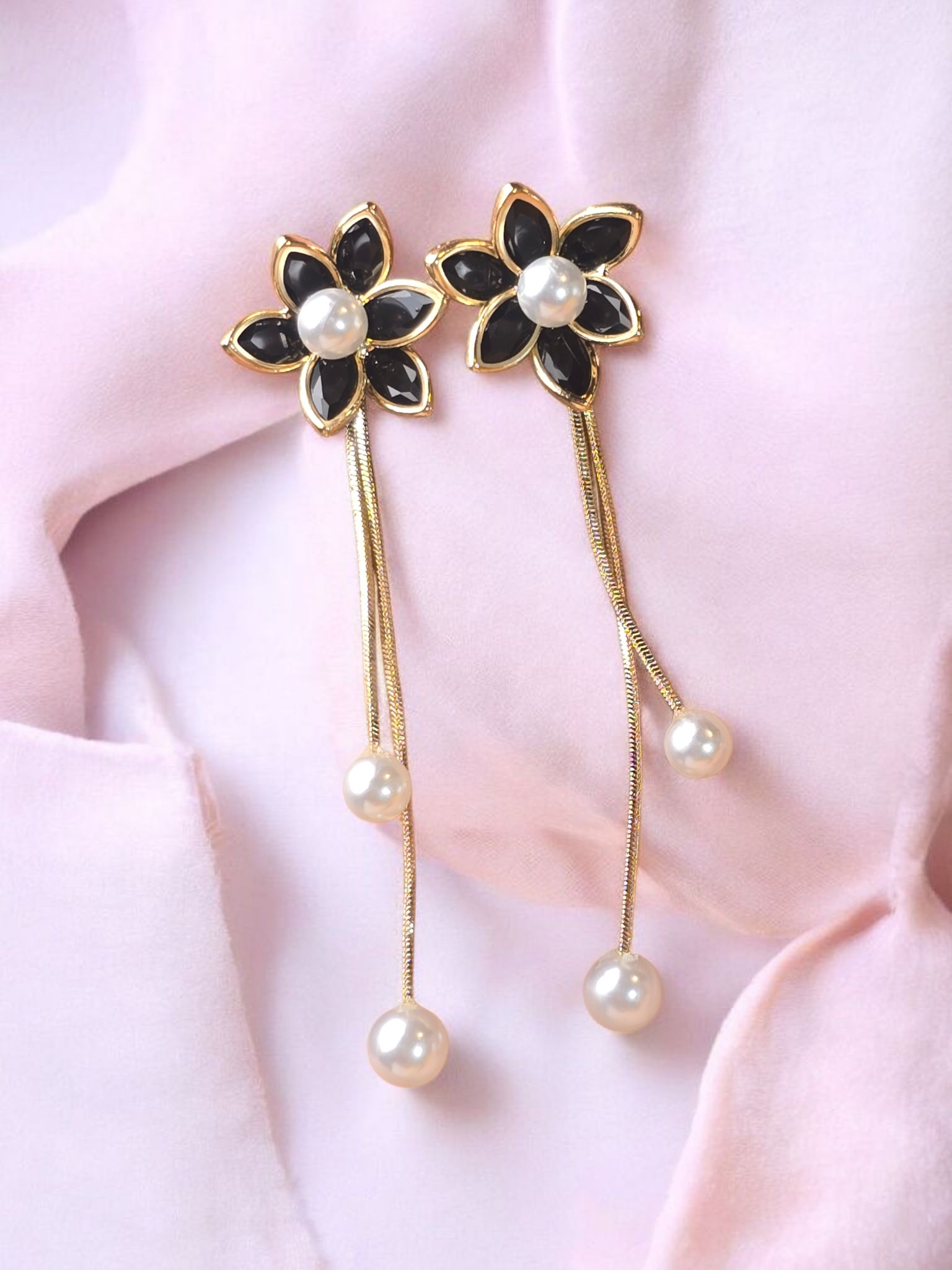 Blossom Pearl Cascade Translucent Earrings - Image 3