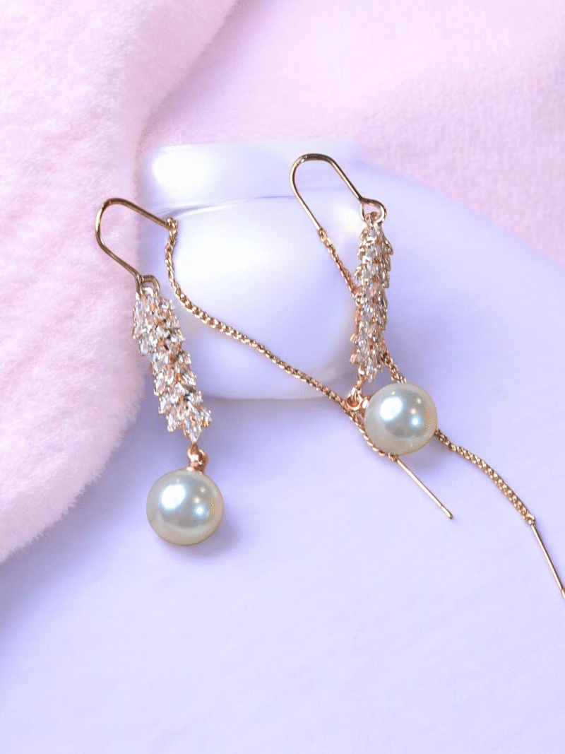 Celestia Pearl Gleam Thread Drop Danglers