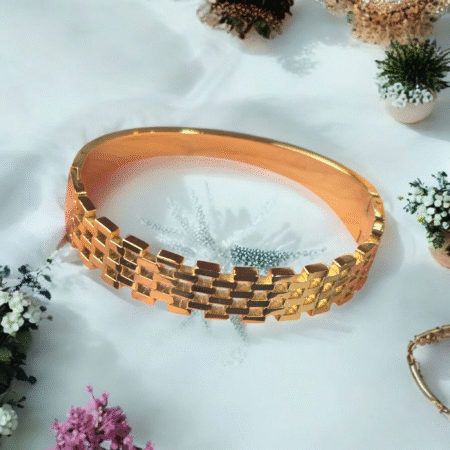 Gilded Mosaic Grid Cuff Matrix Link Bracelet