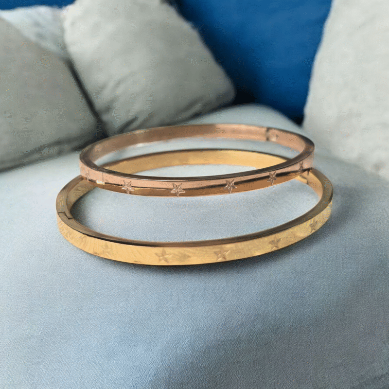 Stellar Gleam Star-Embossed Cuff Bracelet - Image 7