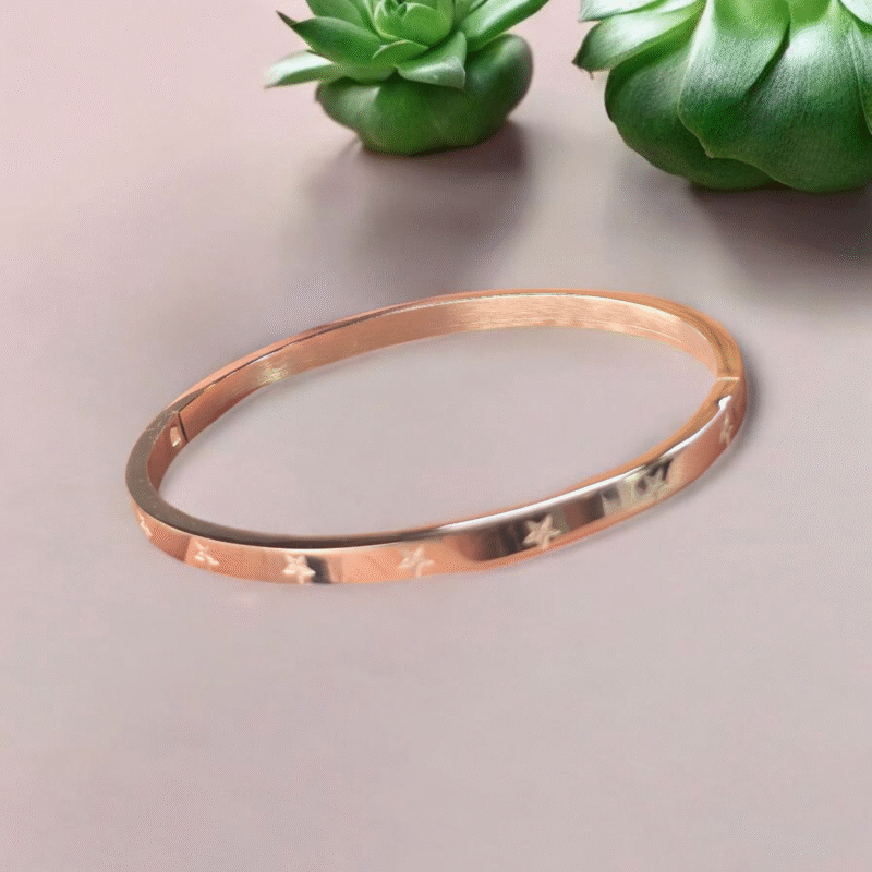 Stellar Gleam Star-Embossed Cuff Bracelet - Image 9