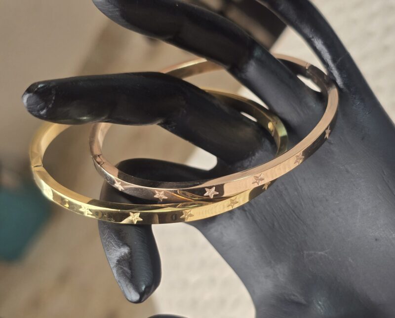 Stellar Gleam Star-Embossed Cuff Bracelet - Image 5