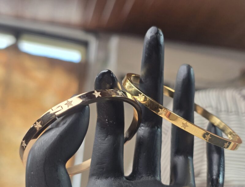 Stellar Gleam Star-Embossed Cuff Bracelet