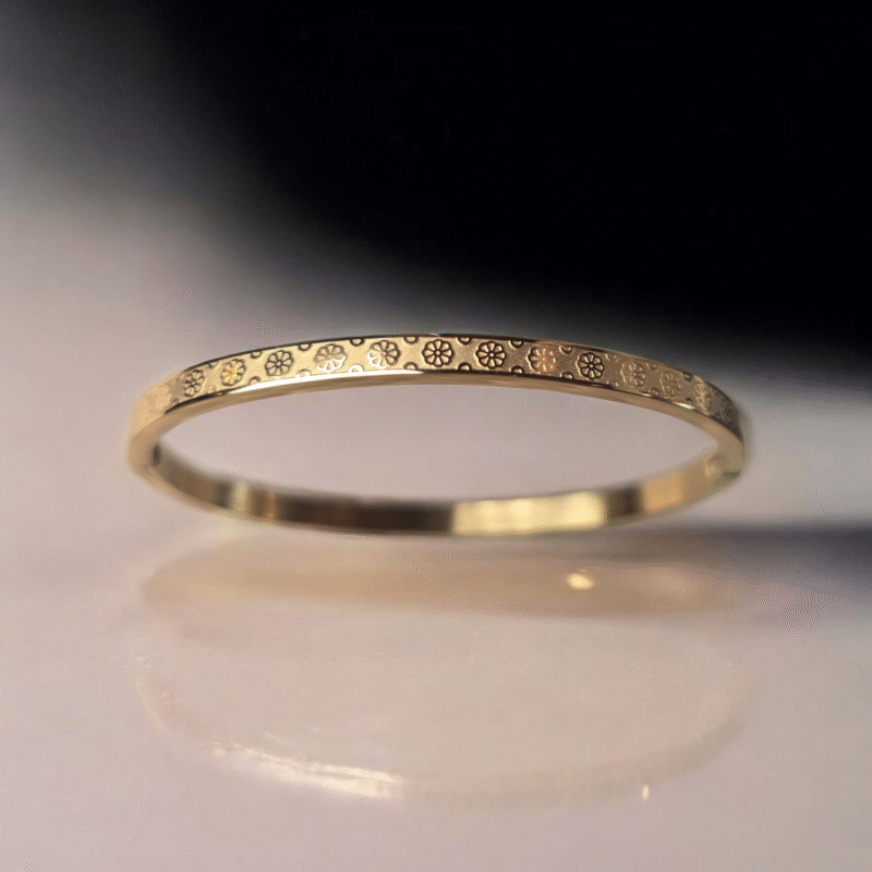 Floral Whisper Matte-Etched Gold Bracelet - Image 2