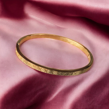 Floral Whisper Matte-Etched Gold Bracelet