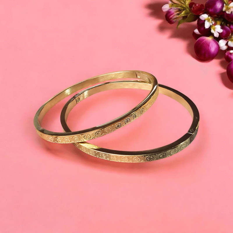 Floral Whisper Matte-Etched Gold Bracelet - Image 5