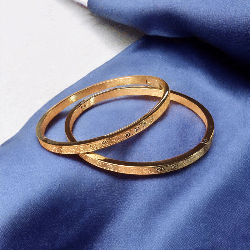 Floral Whisper Matte-Etched Gold Bracelet - Image 7