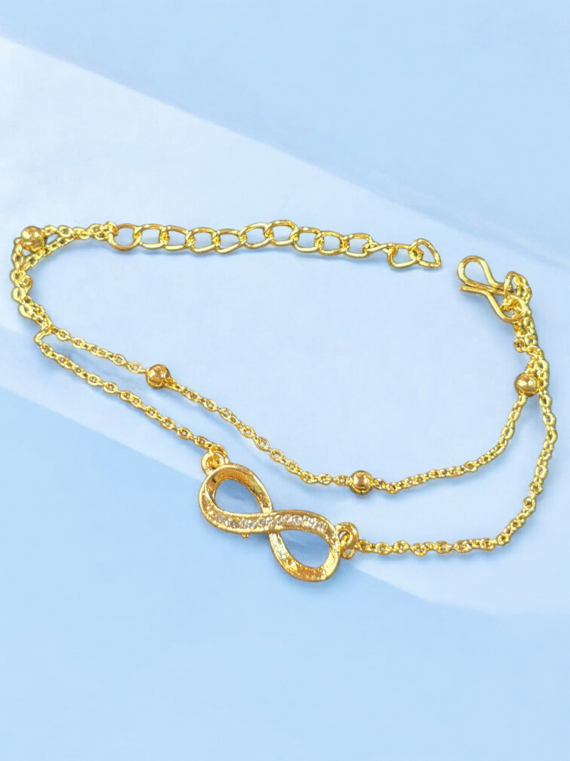 "Endless Radiance Gold Infinity Link Dual Layered Bracelet"