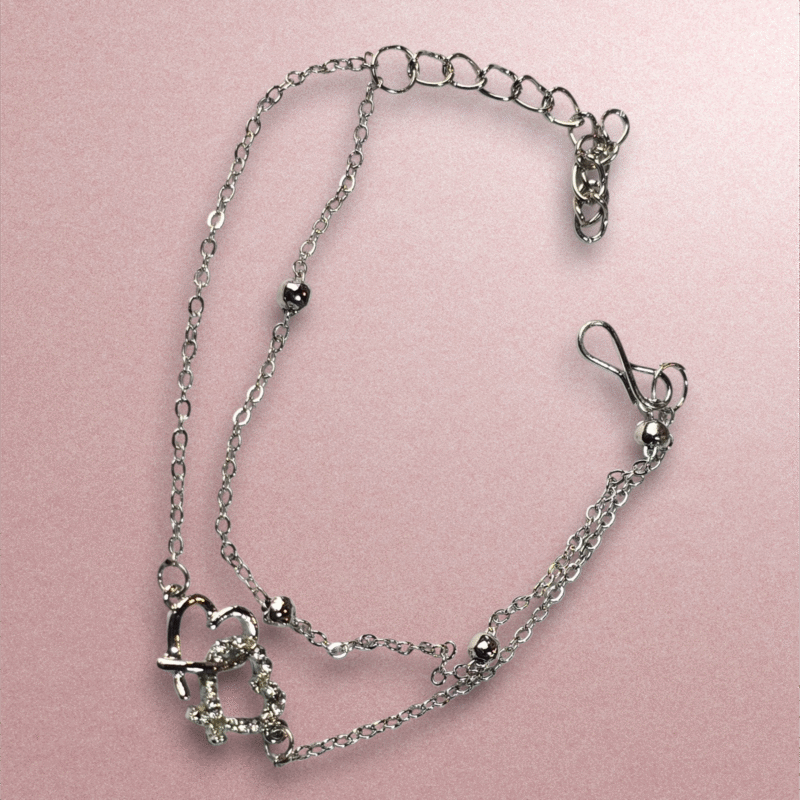 Eternal Hearts Silver Double-Link Bracelet - Image 3