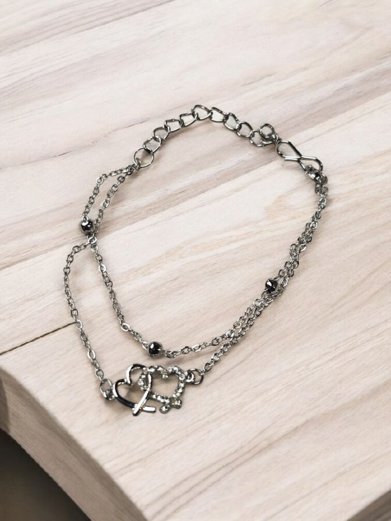 Eternal Hearts Silver Double-Link Bracelet - Image 4