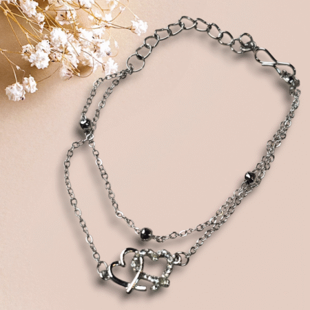 Eternal Hearts Silver Double-Link Bracelet
