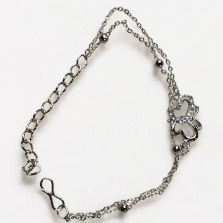Whispering Wings Silver Butterfly dual layered Bracelet