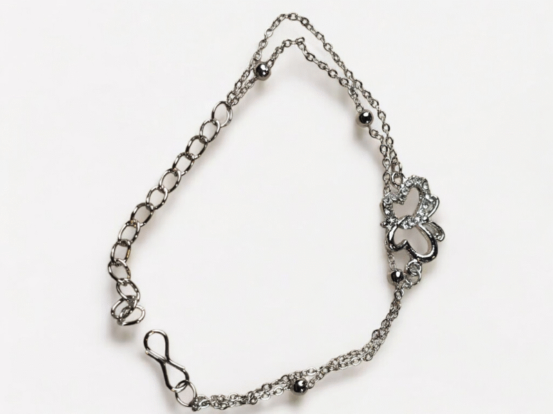 Whispering Wings Silver Butterfly dual layered Bracelet