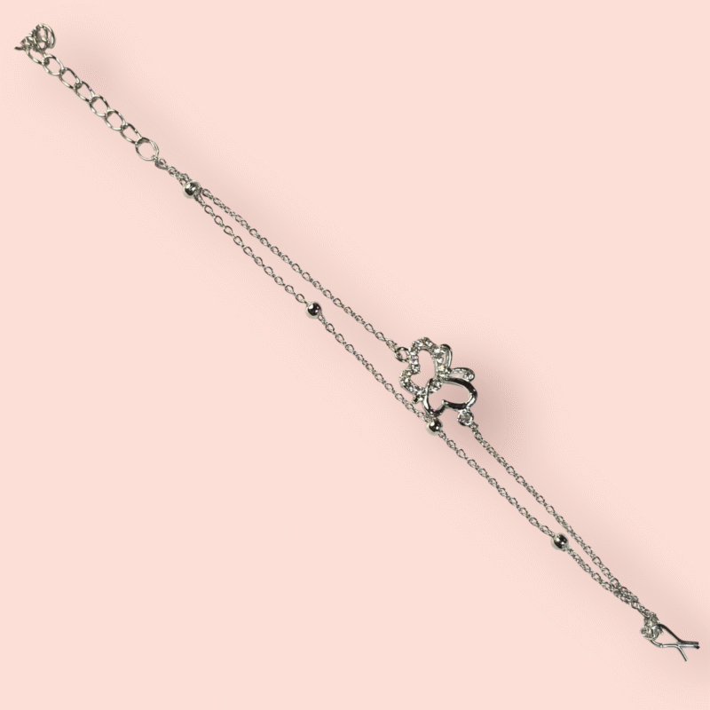 Whispering Wings Silver Butterfly dual layered Bracelet - Image 6