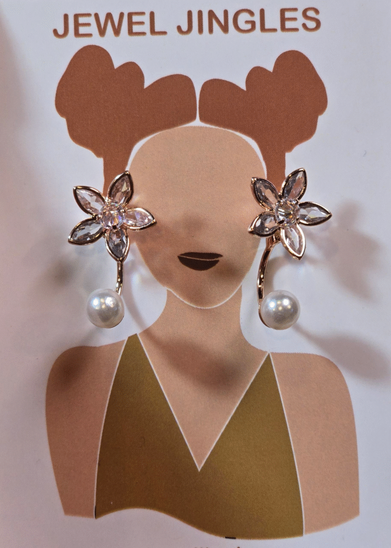 Icy Crystal Petal Floret with Dangling Pearl Arc - Image 2