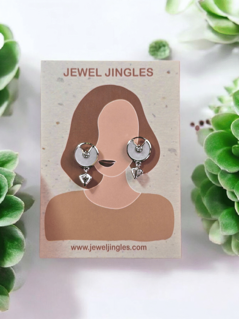 Lunar Gleam Heart-Drop Earrings – Moonlit Elegance with Crystal Charm - Image 4