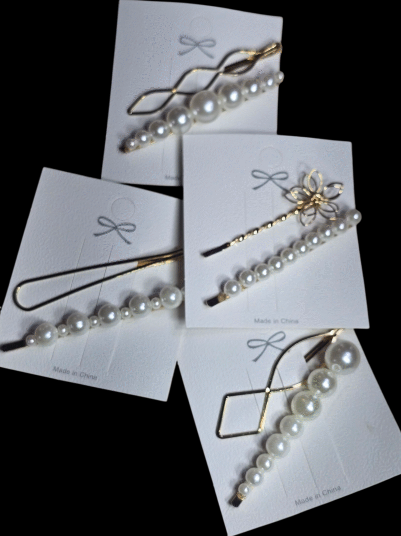 Korean Timeless Pearl & Gold Hair Pin Set - Image 4