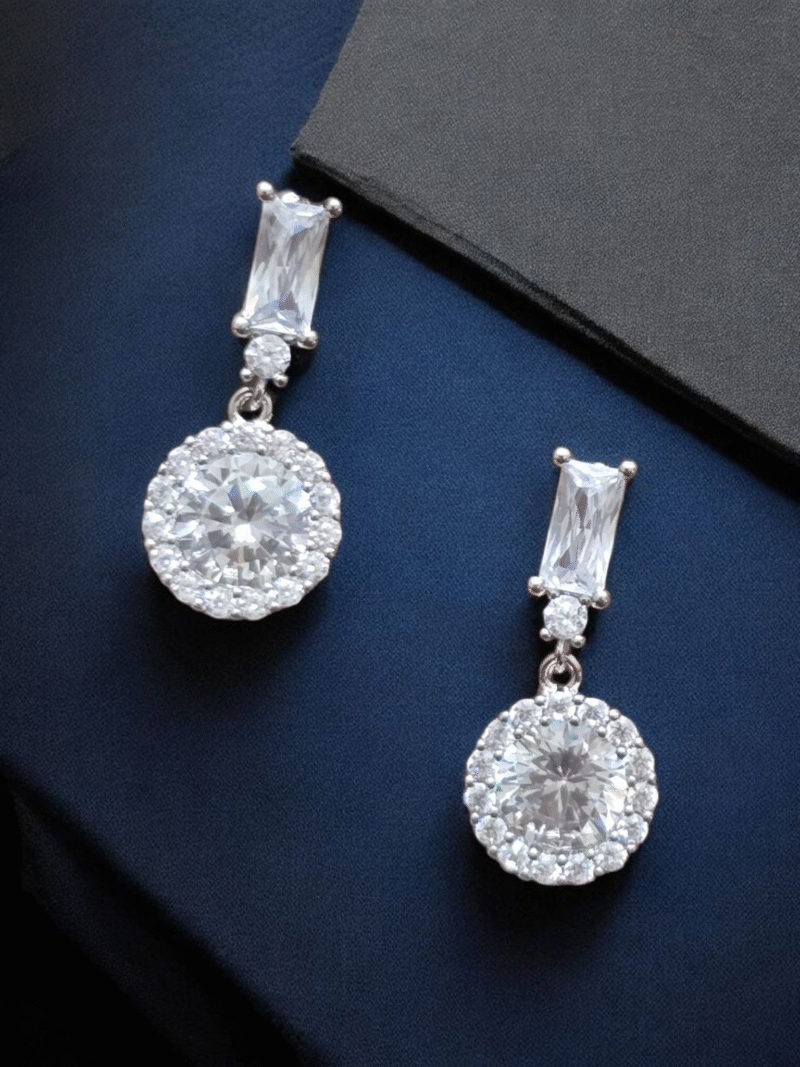 Radiant Cascade Crystal Luxe Prism Halo Drop Earrings - Image 3