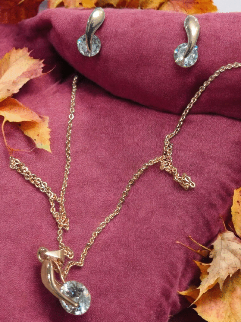 Elegant Flow Crystal Neck Chain & Stud Set
