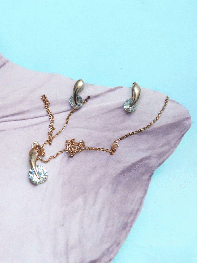 Elegant Flow Crystal Neck Chain & Stud Set - Image 4