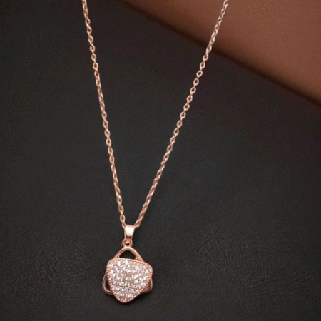 Celestia Bloom Pave spinning Heart Pendant Neck chain