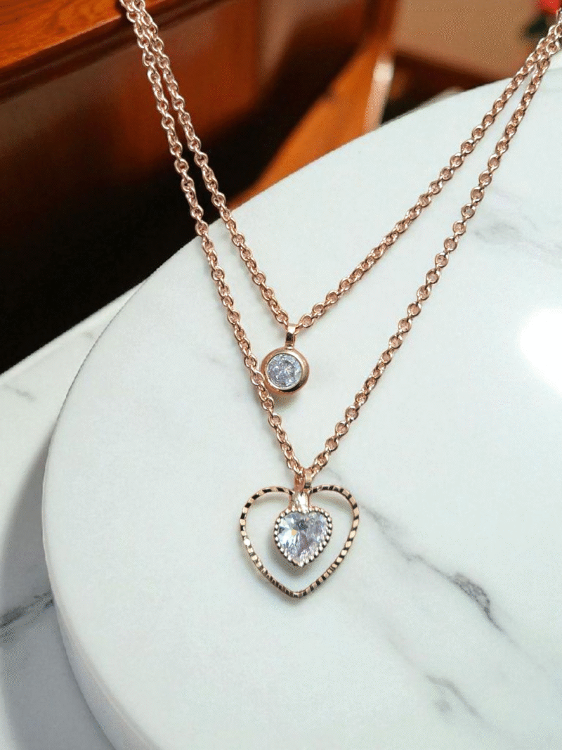 Aurora Heart light Dual-Layer Pendant Neck Chain - Image 2