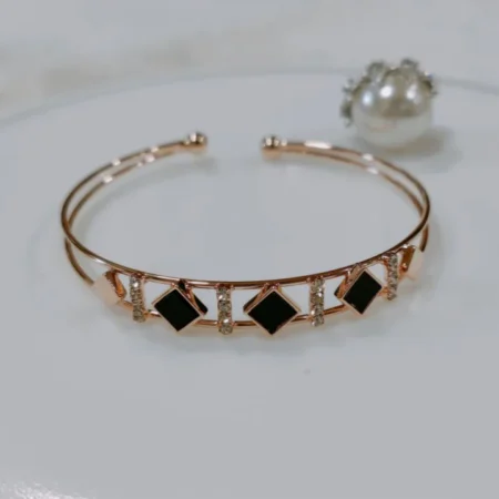 Midnight Geometry Black Diamond Grid Bracelet