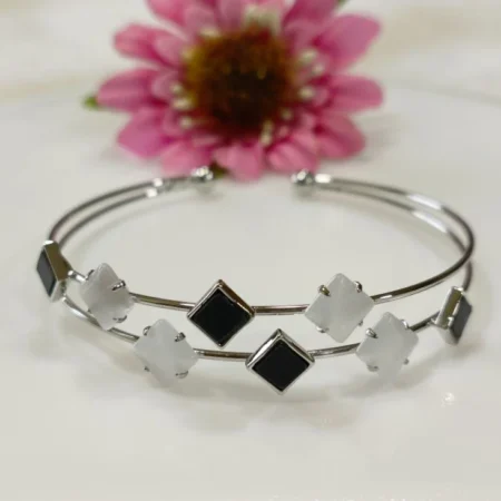 Monochrome Mosaic Double Band Bracelet