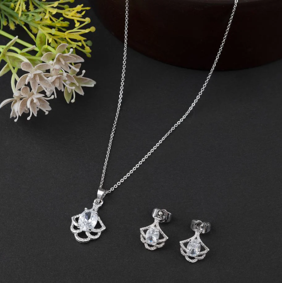 Crystal Petal Grace Necklace & Earring Set