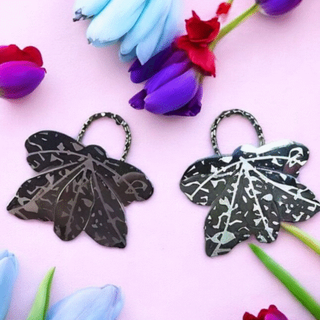 Midnight Moth Silver – Black Earrings