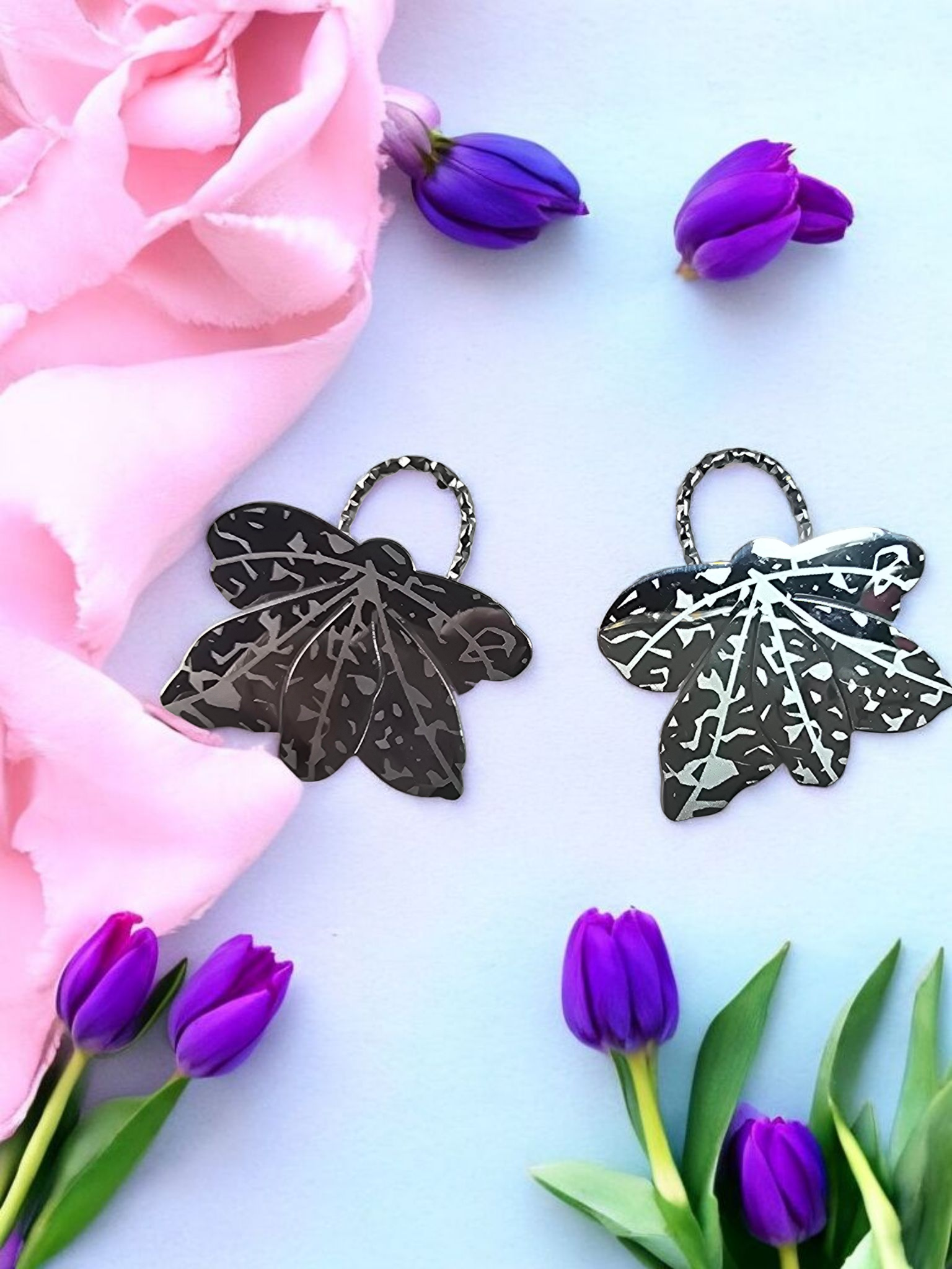 Midnight Moth Silver – Black Earrings - Image 4