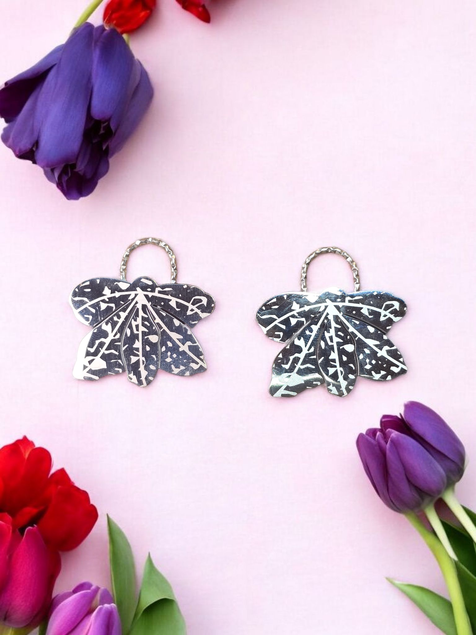 Midnight Moth Silver – Black Earrings - Image 7