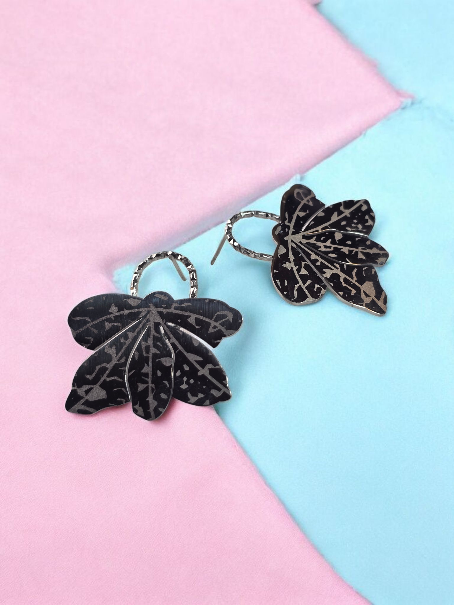 Midnight Moth Silver – Black Earrings - Image 13
