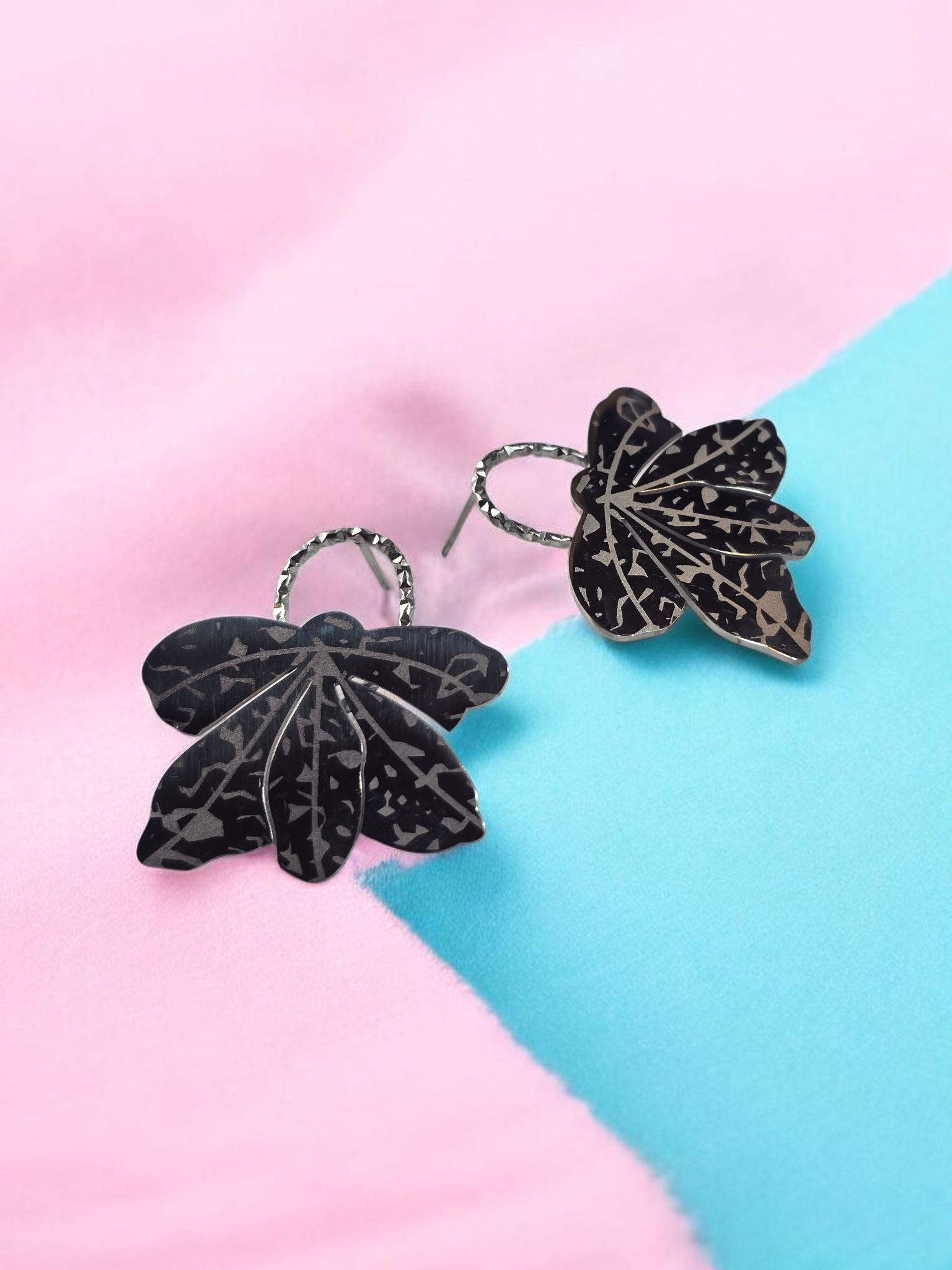 Midnight Moth Silver – Black Earrings - Image 11